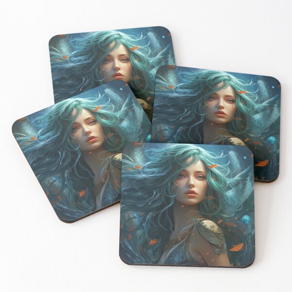 Item preview, Moonlit Azure: A Blue-Haired Muse Amidst Nature's Monochrome Symphony designed and sold by oanaunciuleanu.