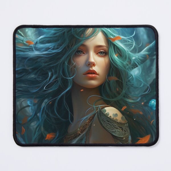 Item preview, Moonlit Azure: A Blue-Haired Muse Amidst Nature's Monochrome Symphony designed and sold by oanaunciuleanu.