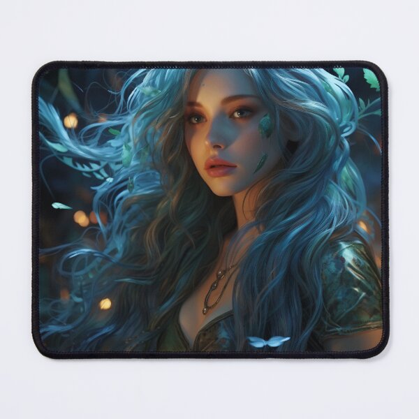 Item preview, Moonlit Azure: A Blue-Haired Muse Amidst Nature's Monochrome Symphony designed and sold by oanaunciuleanu.