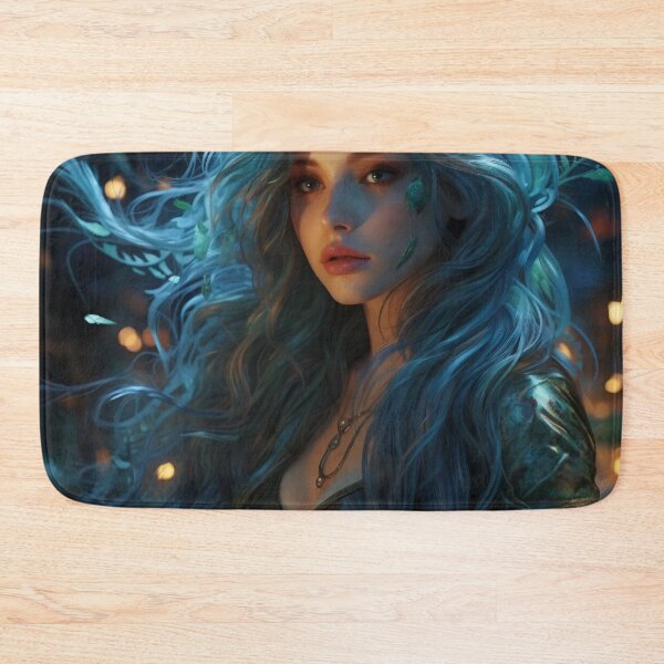 Item preview, Moonlit Azure: A Blue-Haired Muse Amidst Nature's Monochrome Symphony designed and sold by oanaunciuleanu.