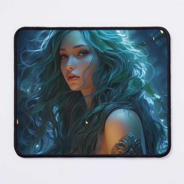 Item preview, Moonlit Azure: A Blue-Haired Muse Amidst Nature's Monochrome Symphony designed and sold by oanaunciuleanu.