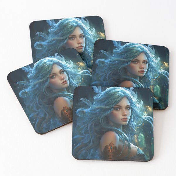 Item preview, Moonlit Azure: A Blue-Haired Muse Amidst Nature's Monochrome Symphony designed and sold by oanaunciuleanu.