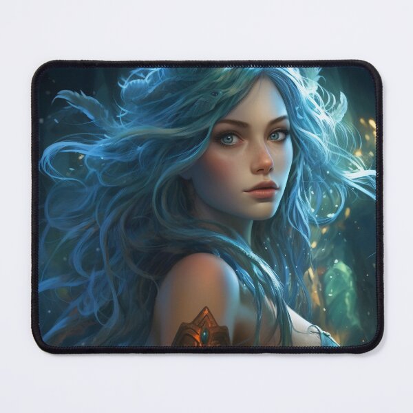 Item preview, Moonlit Azure: A Blue-Haired Muse Amidst Nature's Monochrome Symphony designed and sold by oanaunciuleanu.
