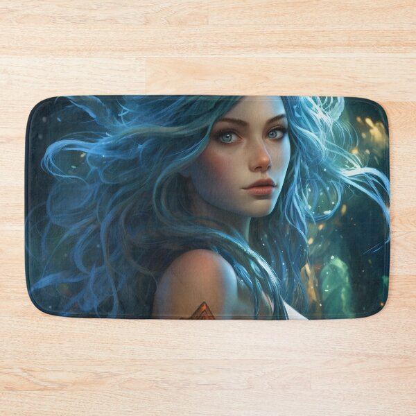 Item preview, Moonlit Azure: A Blue-Haired Muse Amidst Nature's Monochrome Symphony designed and sold by oanaunciuleanu.