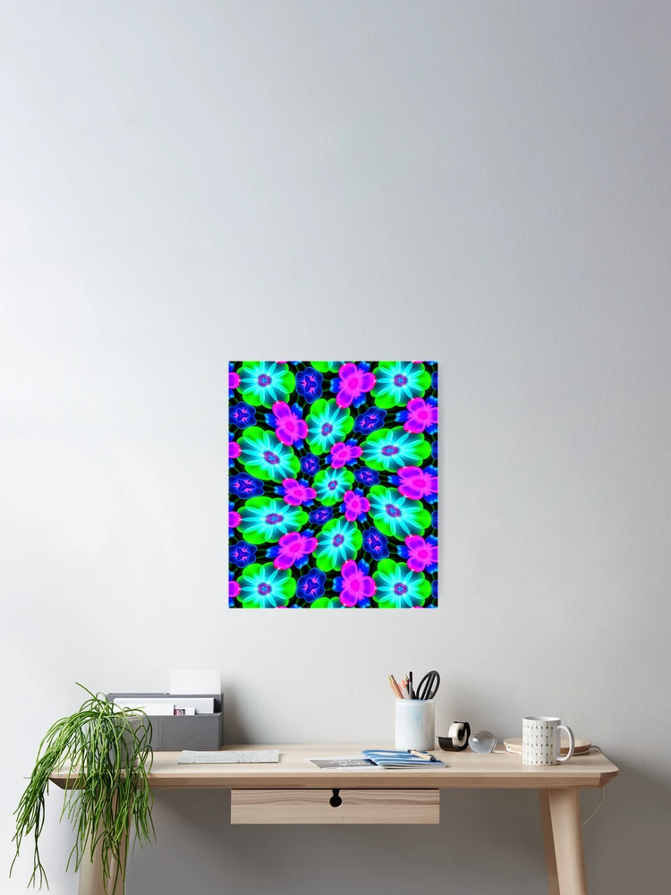Thumbnail 2 of 3, Poster, Unique Colorful Flower Pattern designed and sold by Patternflower.
