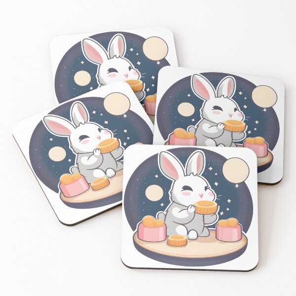 Item preview, Adorable Bunny Eating Mooncake for Mid-Autumn Festival designed and sold by NuiNuiDesigns.