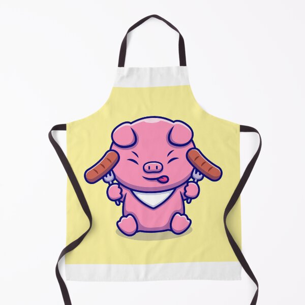 Item preview, Cute Pig Chef Enjoying Sausage Cartoon designed and sold by hjian8219.