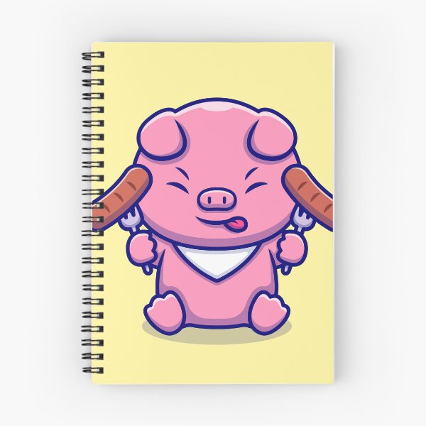 Item preview, Cute Pig Chef Enjoying Sausage Cartoon designed and sold by hjian8219.