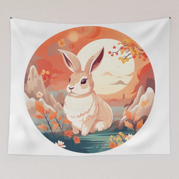 Item preview, Rabbit Icon in Mid-Autumn Festival Sticker Art designed and sold by aigcx.