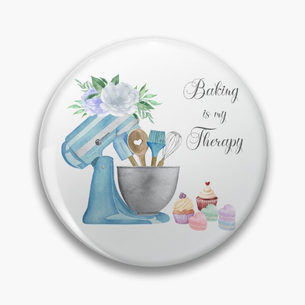 Item preview, Baking is My Therapy - Gifts for Bakers - Watercolor Mixer, Cupcakes, Heart Shaped Macarons designed and sold by kassiekewl.