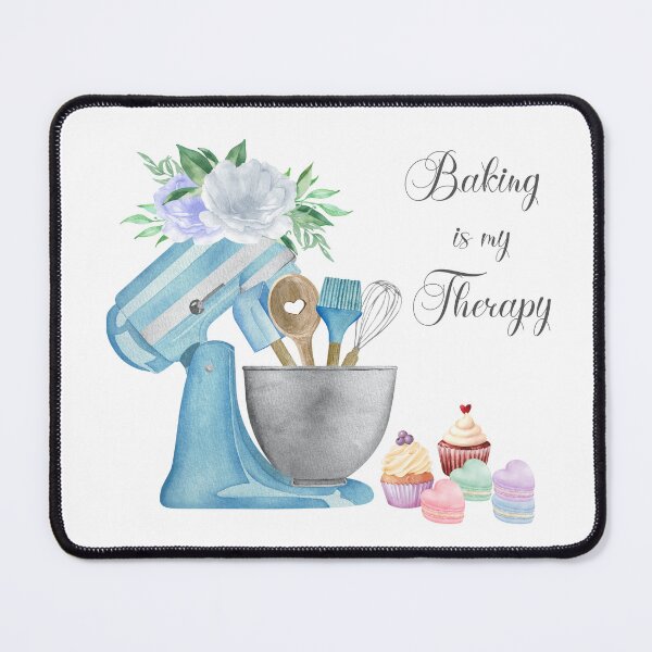 Item preview, Baking is My Therapy - Gifts for Bakers - Watercolor Mixer, Cupcakes, Heart Shaped Macarons designed and sold by kassiekewl.