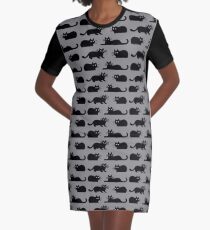 Schwarze Katze T-Shirt Kleid