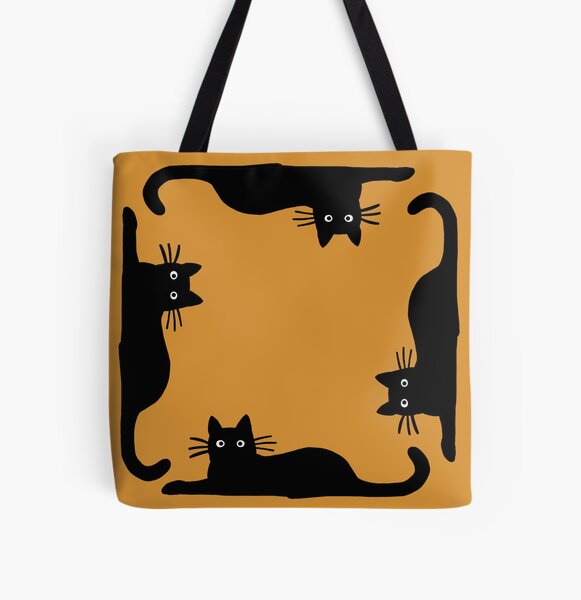 Black Cat All Over Print Tote Bag