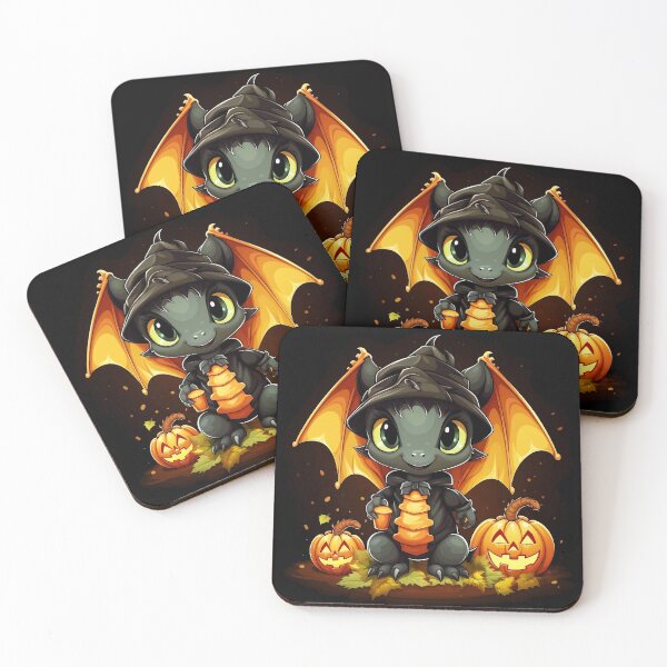 Item preview, Halloween kawaii dragon and pumpkin designed and sold by Niktarka.
