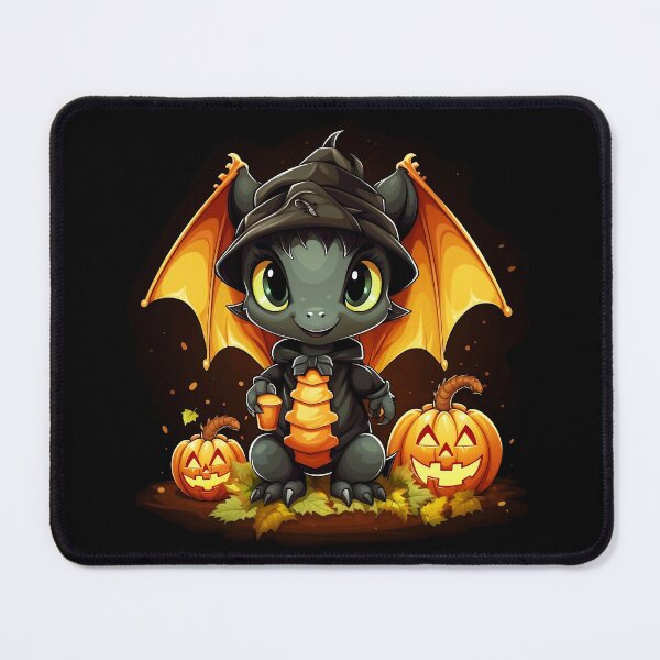 Item preview, Halloween kawaii dragon and pumpkin designed and sold by Niktarka.