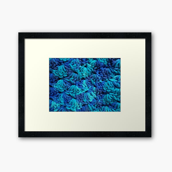 Blue Crochet Wave Framed Art Print