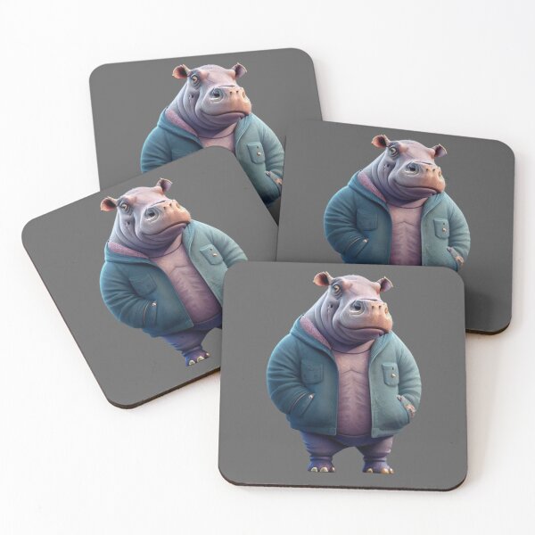 Item preview, Cute Hippo - Wearing a jacket  designed and sold by positivVibesArt.