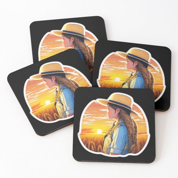 Item preview, Girl Looking at Retro Sunset over a Wheat Field designed and sold by Ridiculam Toga.