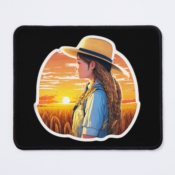 Item preview, Girl Looking at Retro Sunset over a Wheat Field designed and sold by Ridiculam Toga.