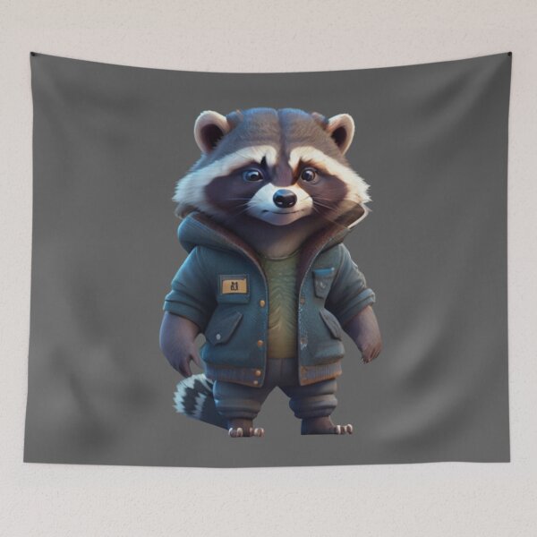 Item preview, Cute Raccoon - Wearing a jacket - II designed and sold by positivVibesArt.
