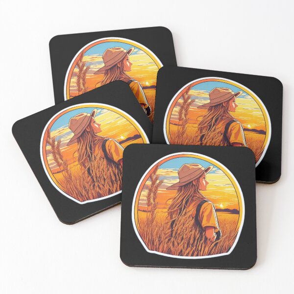 Item preview, Young Girl Looking at Retro Sunset over a Wheat Field designed and sold by Ridiculam Toga.