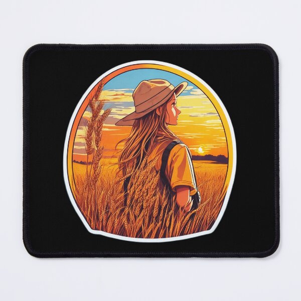 Item preview, Young Girl Looking at Retro Sunset over a Wheat Field designed and sold by Ridiculam Toga.