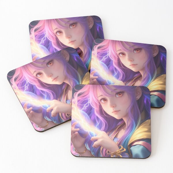 Item preview, "Vibrant Anime Girl: Colorful Lightning Delight" DESIGNS  designed and sold by AyushAIImage01.