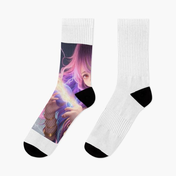 Item preview, "Vibrant Anime Girl: Colorful Lightning Delight" DESIGNS  designed and sold by AyushAIImage01.