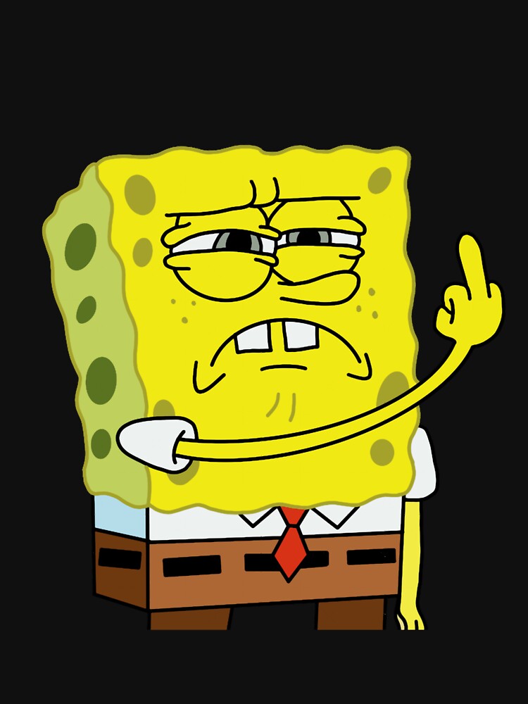 Thumbnail 7 of 7, Classic T-Shirt, Spongebob Meme Middle Finger designed and sold by sadkiga.