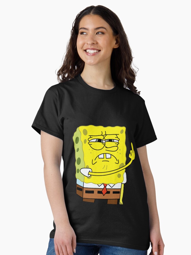 Thumbnail 2 of 7, Classic T-Shirt, Spongebob Meme Middle Finger designed and sold by sadkiga.