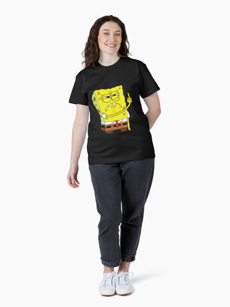 Thumbnail 4 of 7, Classic T-Shirt, Spongebob Meme Middle Finger designed and sold by sadkiga.