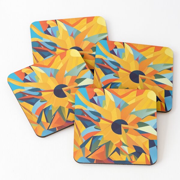 Item preview, Cubist Sunflower Radiance - Geometric Blossoms in Artistic Harmony designed and sold by Freak-Scene.