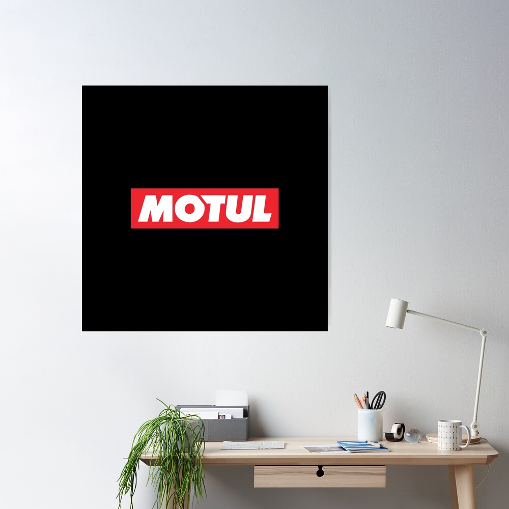 Motul Old Style Plain White on Red Oblong Stickers. 14