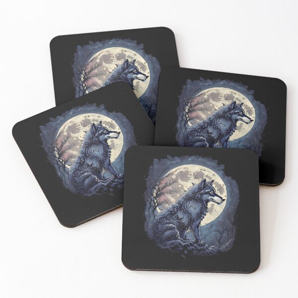 Item preview, A creepy illustration of a wolf and the fulll moon. designed and sold by twisted-dot.