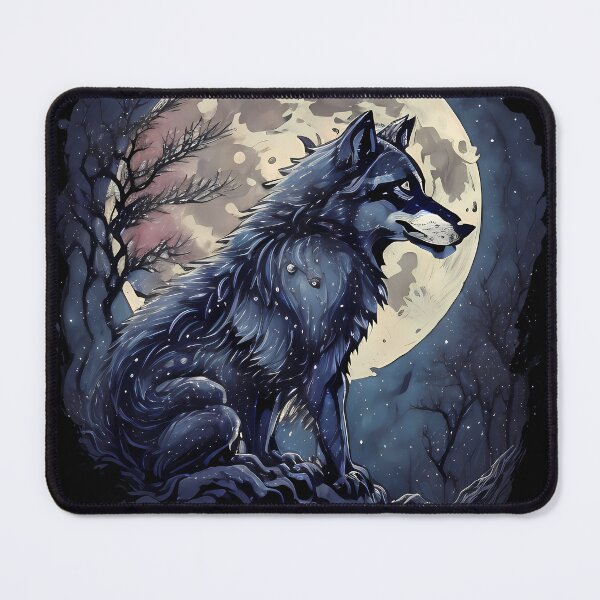 Item preview, A creepy illustration of a wolf and the fulll moon. designed and sold by twisted-dot.