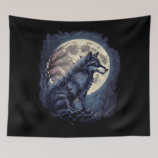 Item preview, A creepy illustration of a wolf and the fulll moon. designed and sold by twisted-dot.
