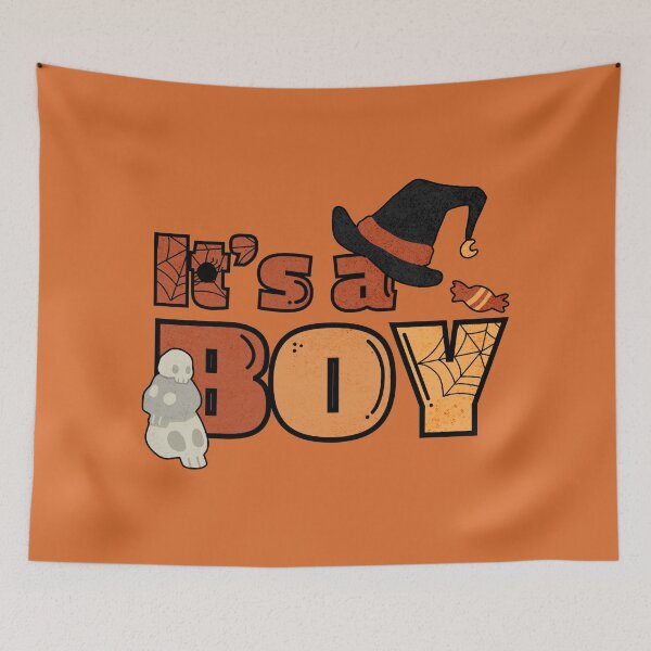 Item preview, it's a boy Gender Reveal Baby Shower party - spooky halloween retro vintage designed and sold by TNwandesignart.