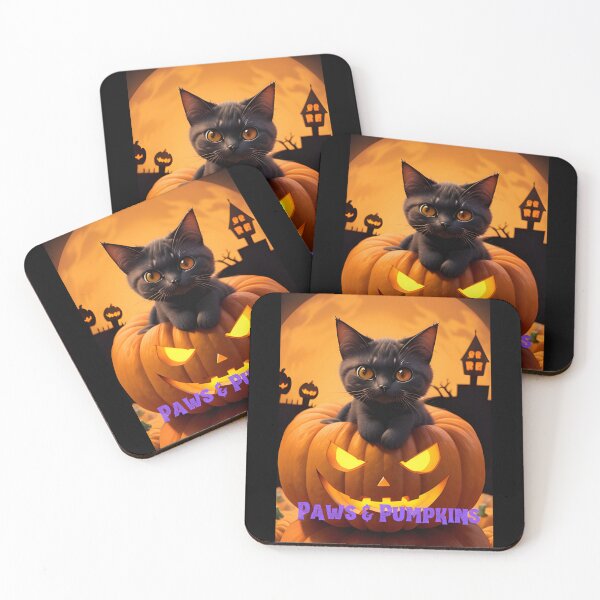 Item preview, Paws & Pumpkins black Cat designed and sold by CuteCatsCoffee.