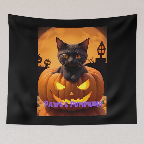 Item preview, Paws & Pumpkins black Cat designed and sold by CuteCatsCoffee.