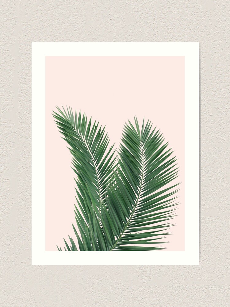 palm-leaves-tropical-leaves-pink-background-art-print-for-sale-by-nth4ka-redbubble for Free Printable Leaf Wall Art Palm leaves, tropical leaves pink background