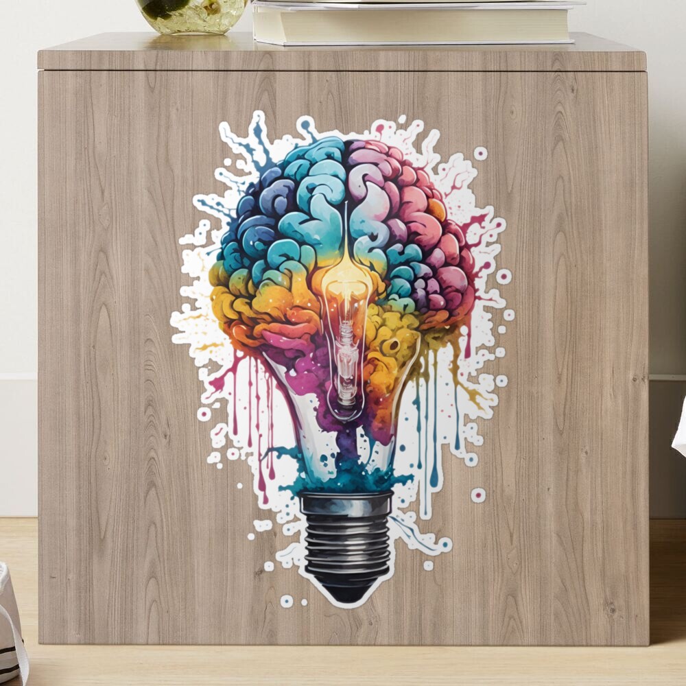 Hanging Lightbulbs and Brain science wall sticker - TenStickers