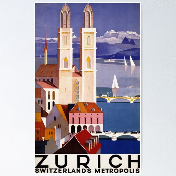Item preview, Vintage Travel Poster Zurich designed and sold by Sasha Art Gallery.