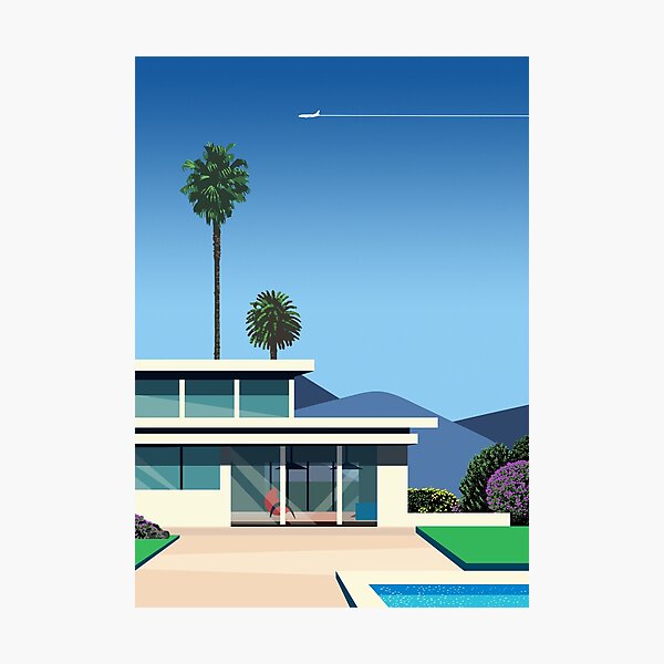 Florida, USA. Villa with pool — City Pop art, retrowave/vaporwave poster Photographic Print