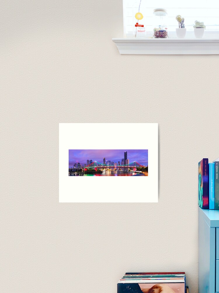 Thumbnail 1 of 3, Art Print, Colourful Story Bridge, Brisbane, Queensland, Australia designed and sold by Chockstone.