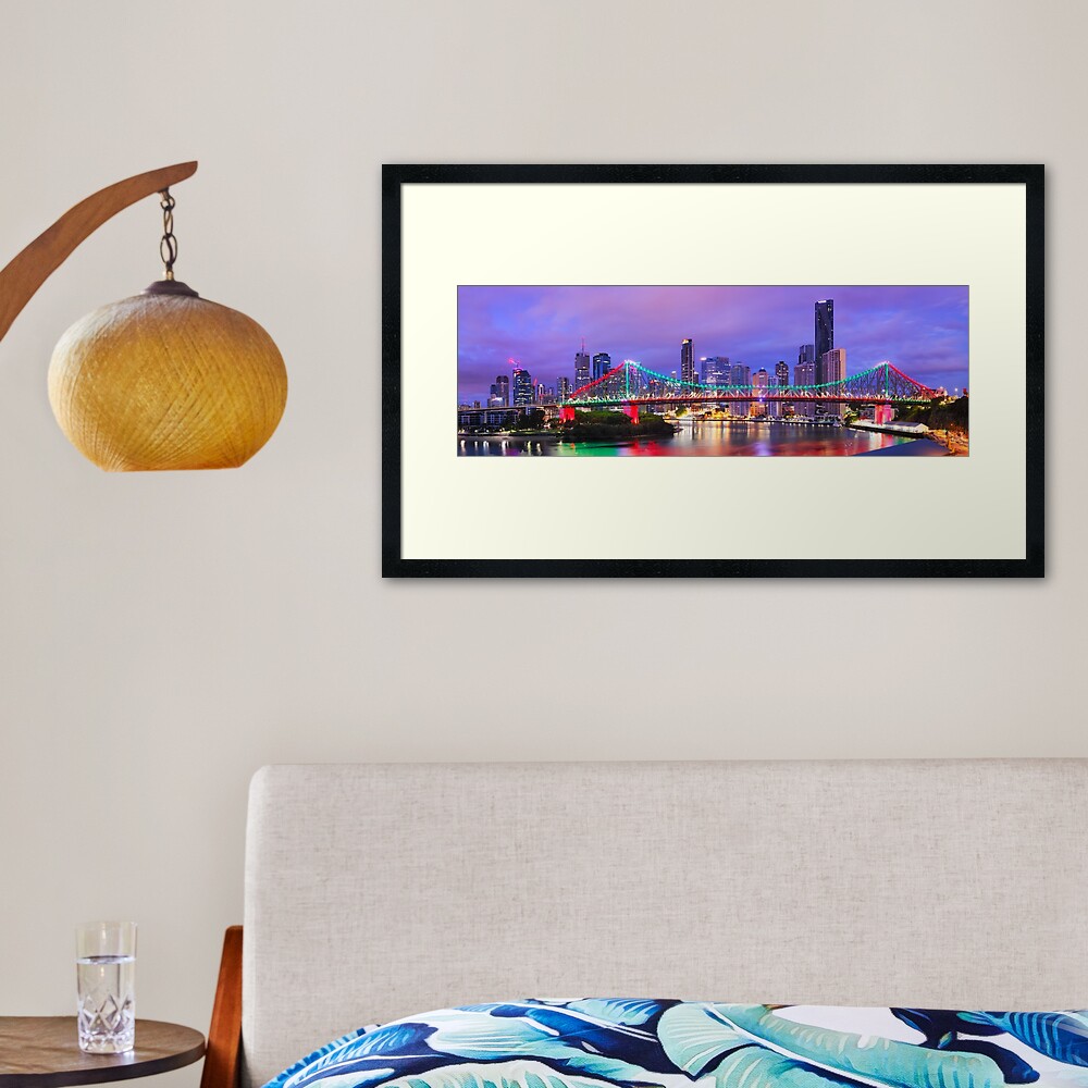 Colourful Story Bridge, Brisbane, Queensland, Australia Framed Art Print