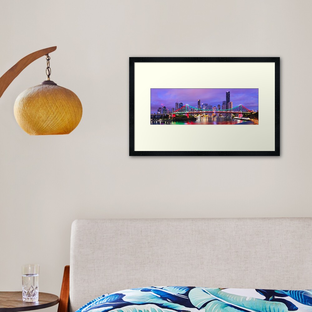 Colourful Story Bridge, Brisbane, Queensland, Australia Framed Art Print