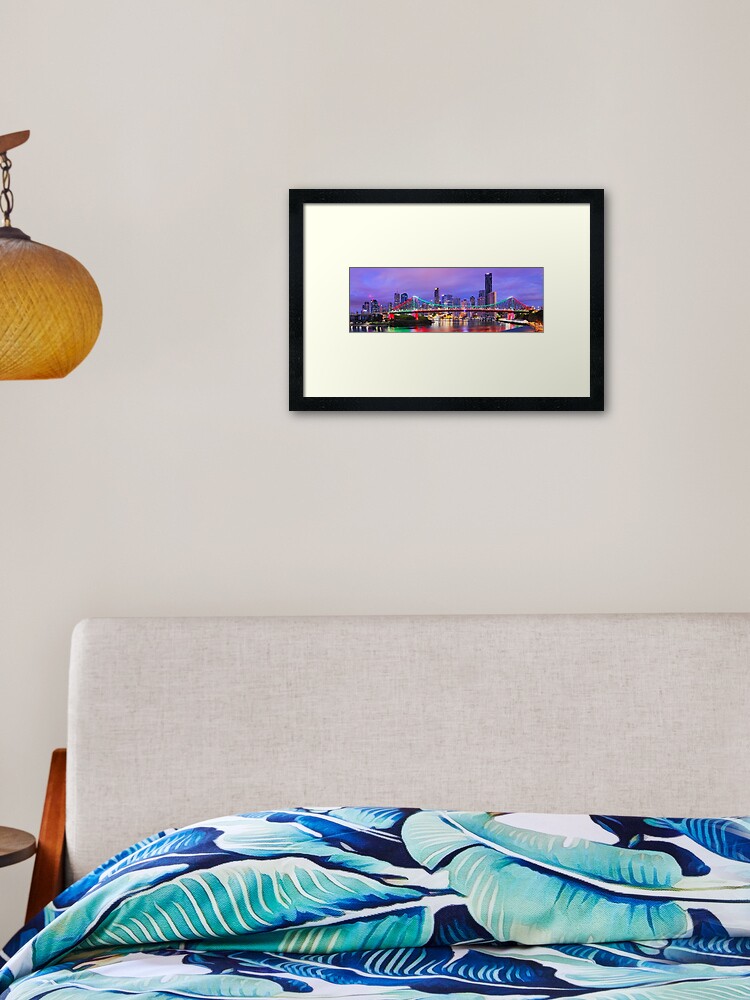 Thumbnail 1 of 7, Framed Art Print, Colourful Story Bridge, Brisbane, Queensland, Australia designed and sold by Chockstone.