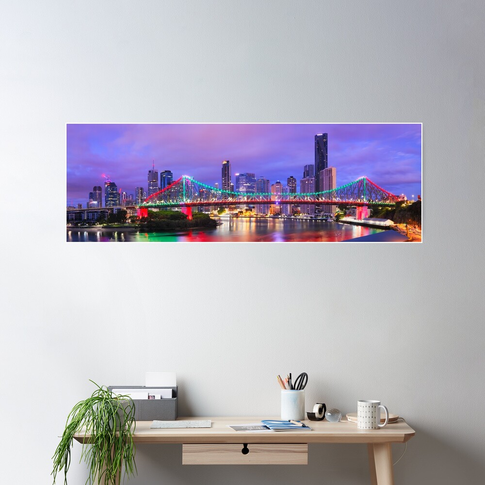 Colourful Story Bridge, Brisbane, Queensland, Australia Poster