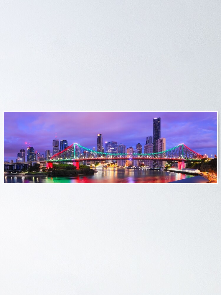 Alternate view of Colourful Story Bridge, Brisbane, Queensland, Australia Poster