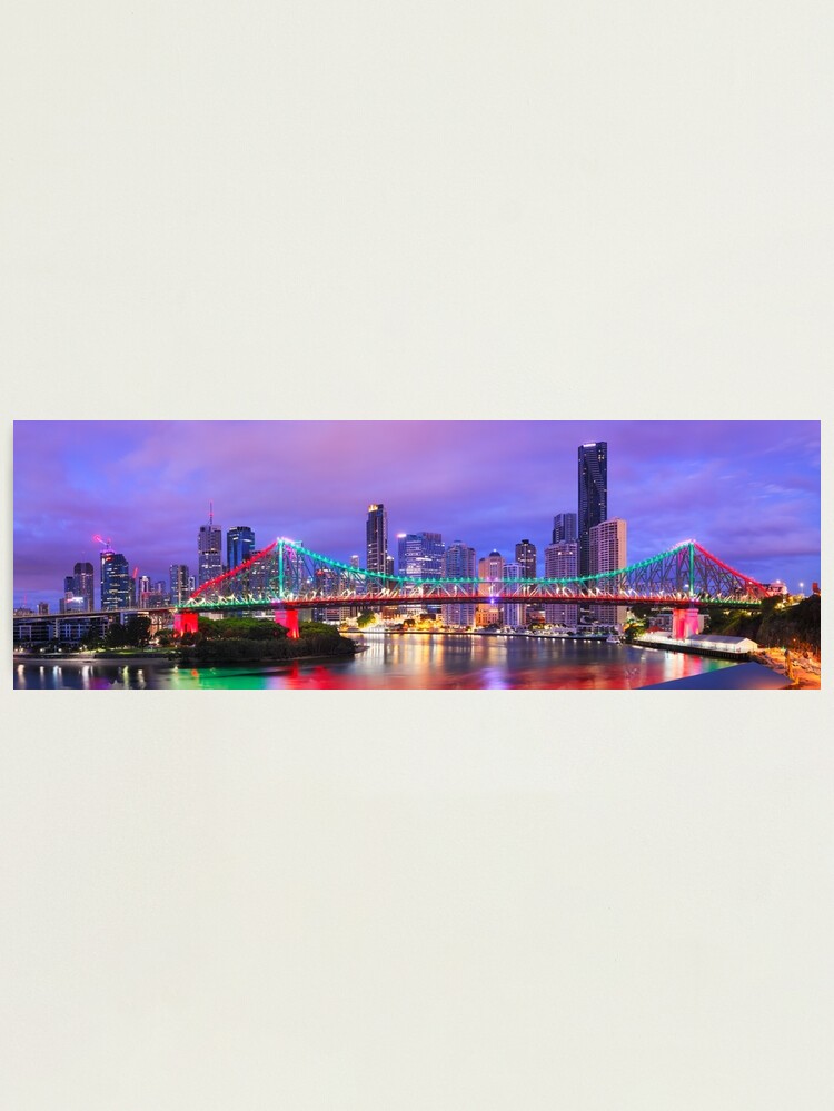 Alternate view of Colourful Story Bridge, Brisbane, Queensland, Australia Photographic Print